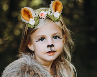 Lion Ear Woodland Headband, lion, bear halloween costume, dress up, halloween headband, teddy bear, black, brown bear, birthday, ring bearer