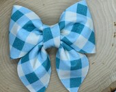Aqua Plaid Bow Sailor or Standard Bow made to match OmiJo 39 s Aqua dress, plaid, gingham, well dressed wolf