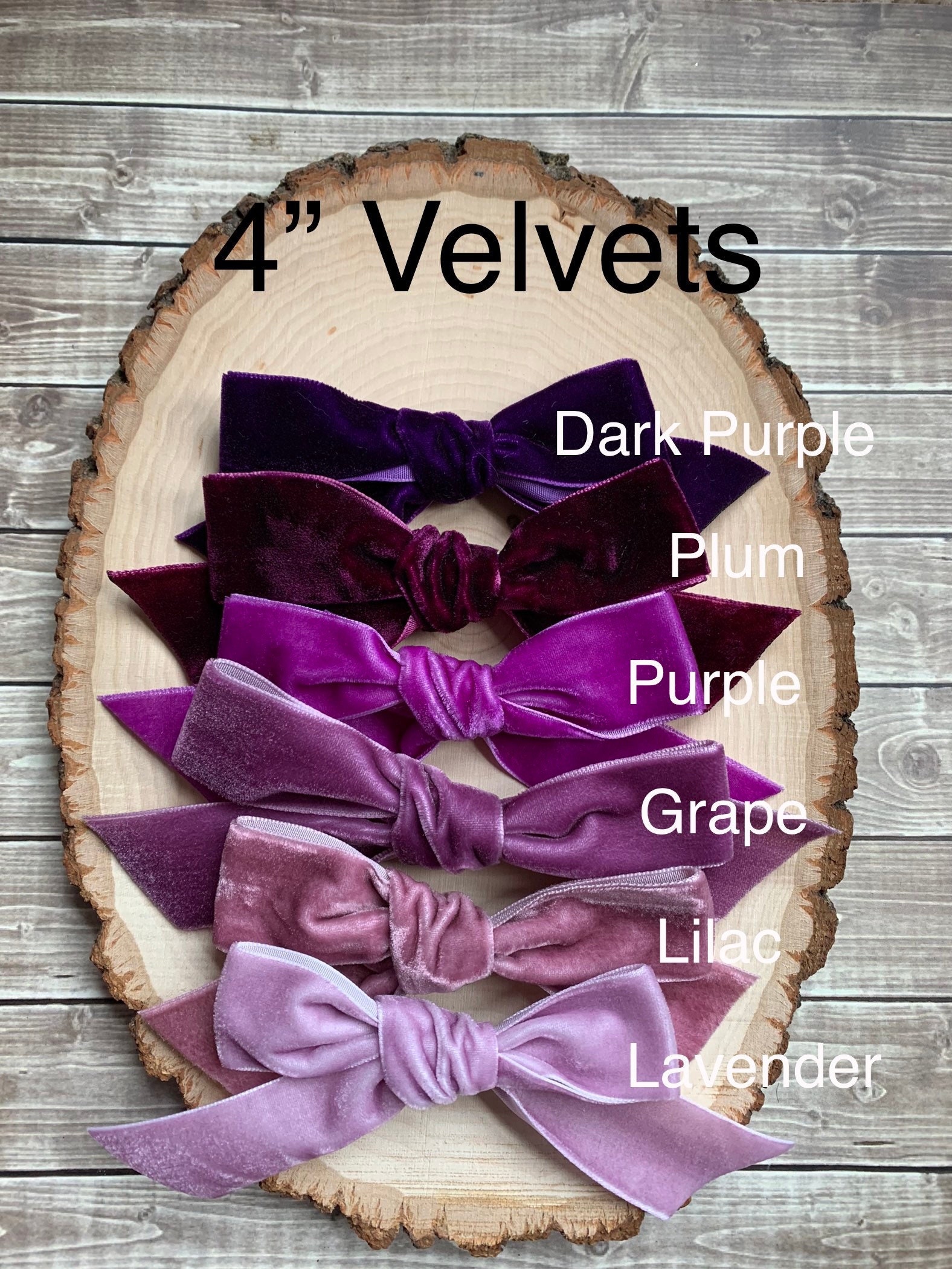 Purple Velvet Ribbon Bows in Your Choice of Size and Color. 3