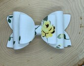 Vintage Yellow Floral Bow Large Sailor or Dolly Bow made to match OmiJo Vintage Yellow Floral Aunt heart or Billow dress, well dressed wolf