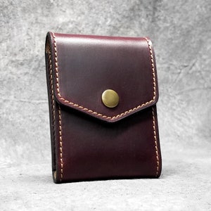 Cartera de cuero Horween Cabrio en color burdeos, tarjetero, tarjetero y estuche para efectivo: ¡perfecta para mamás, papás y graduados!