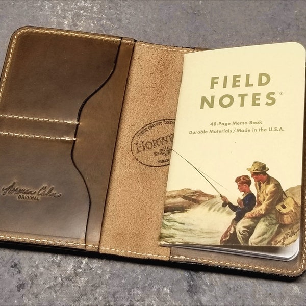 Calibre Horween Chromexcel Color #25  Leather Field Notes Wallet with 2 Credit Card Pockets and Integrated Pen Loop - Insert Included!