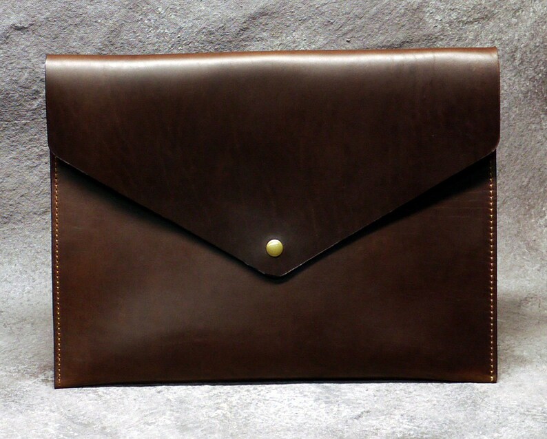 Medium Luxury Leather Folio Envelope in Brown Horween Etsy