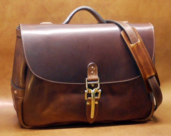 Soho 16" Mail Bag, Cognac Horween Dublin Leather Messenger Bag with Quik Latch, Shoulder Bag, Vintage Mailbag