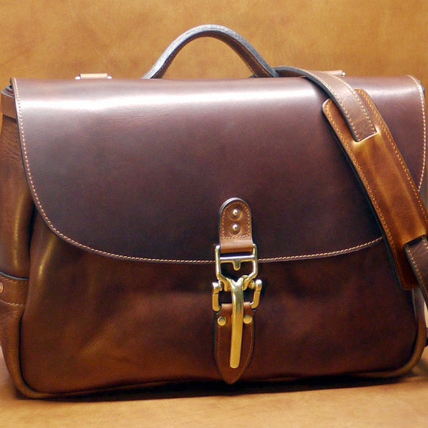 Soho 16" Mail Bag, Cognac Horween Dublin Leather Messenger Bag with Quik Latch, Shoulder Bag, Vintage Mailbag