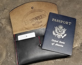 Family Passport Wallet - Premium Black Horween Chromexcel Leather Wallet, Passport Case, Travel Case