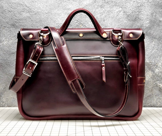 Chicago 17 Mail Bag Burgundy Horween Chromexcel Leather - Etsy