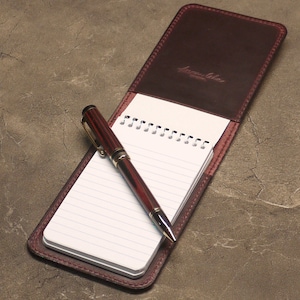 Funda para bloc de notas de cuero Horween Chromexcel premium burdeos n.° 8