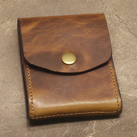 Brown Horween Dublin Leather Cabrio Leather Money Clip Wallet Etsy - 