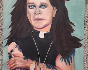 Ozzy Osbourne Oil Painting Prince of Darkness on Stretched Canvas