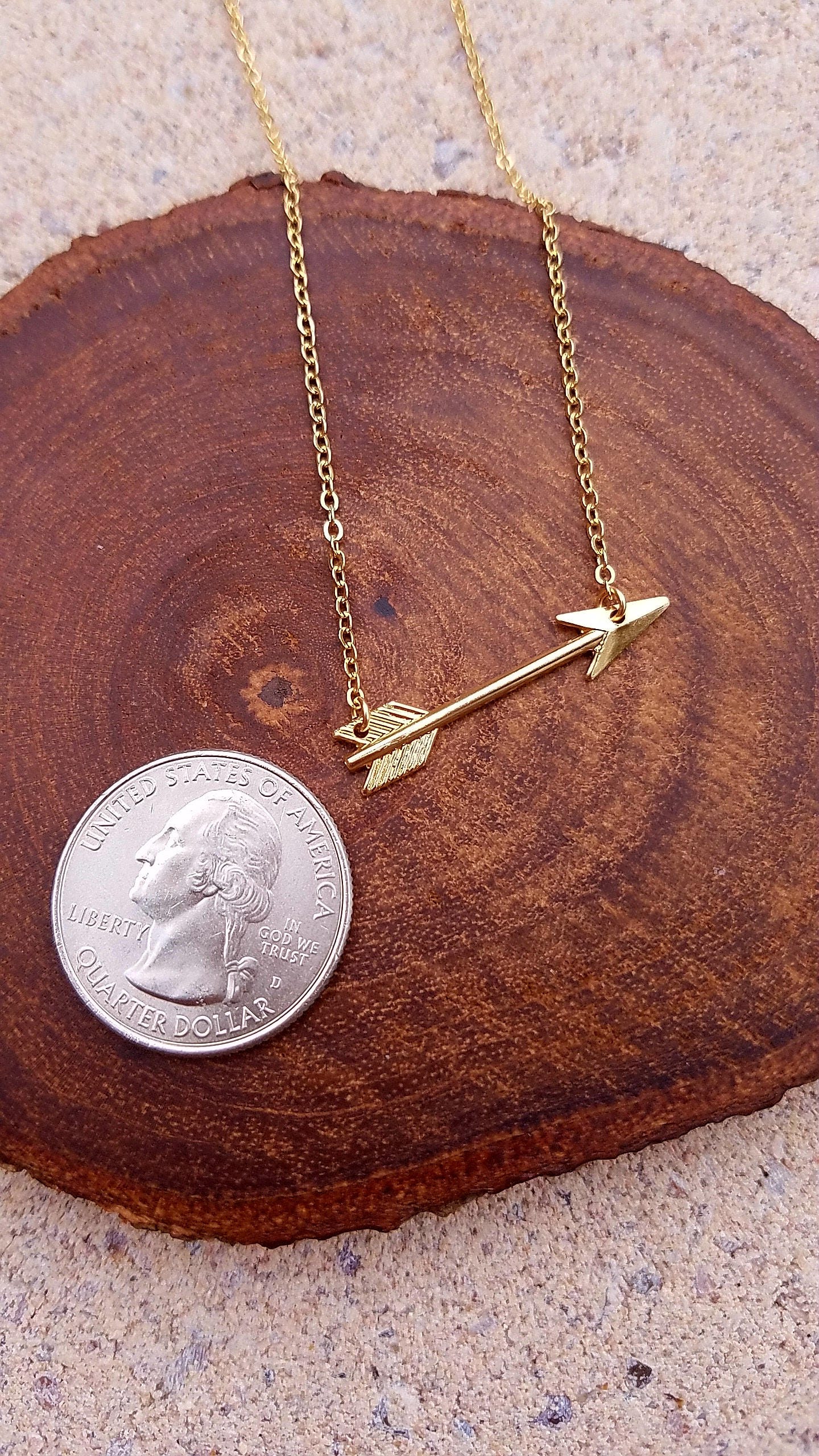 The Golden Arrow Necklace. Gold Sideways Arrow Necklace. Gold Etsy