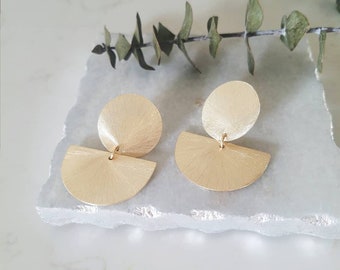 Paige Earrings. Gold Brushed Earrings. Geometric Earrings. Modern Earrings.