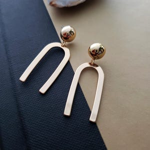 U Are Golden Earrings. U Shaped Gold Earrings. Modern Gold Post Earrings. Minimal Gold Earrings.