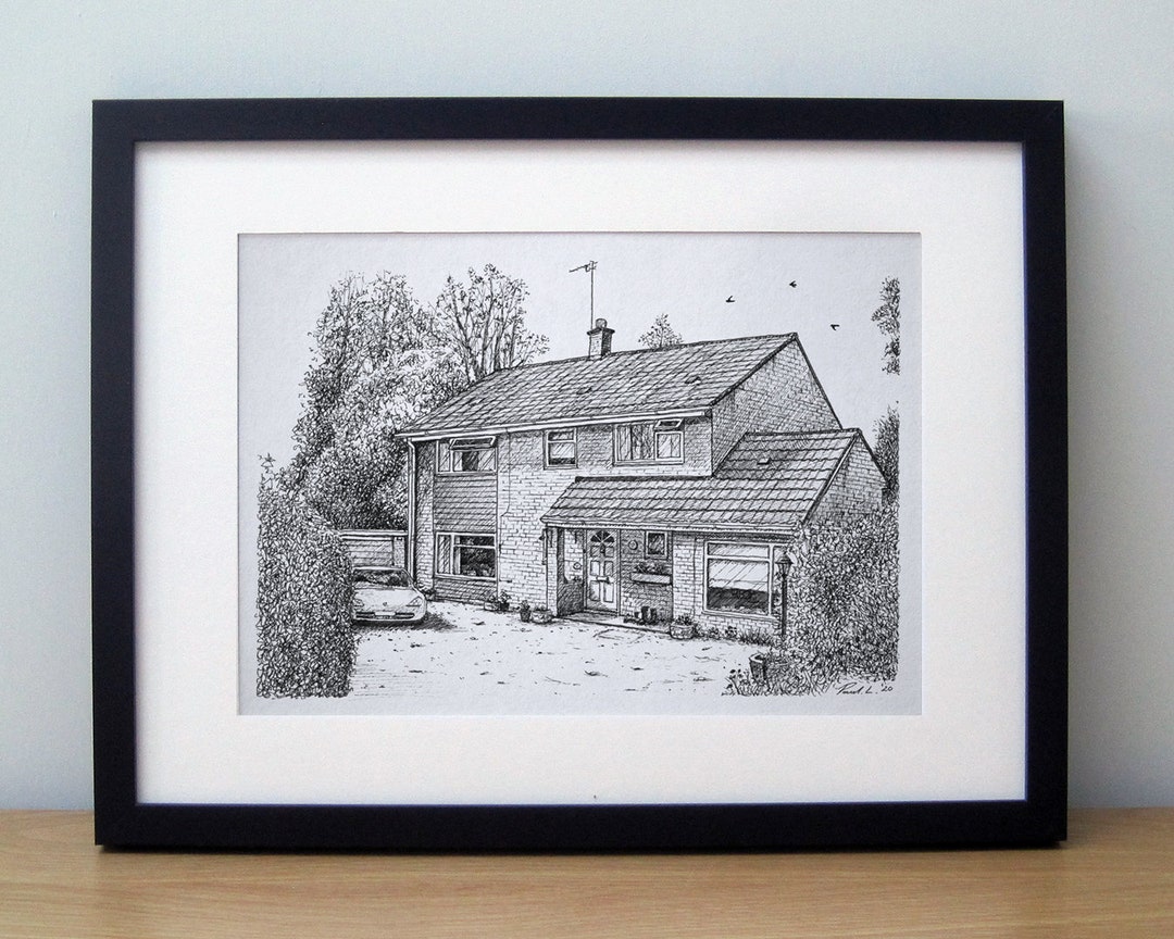 House Portraits Hand Drawn Pen and Ink Drawing of Your Home Etsy