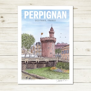 Poster A4 Perpignan | Occitanie, France (anciennement Languedoc-Roussillon et Midi-Pyrénées)