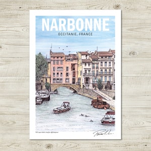 A4 Narbonne Poster | Occitanie, France (formerly Languedoc-Roussillon & Midi-Pyrénées)