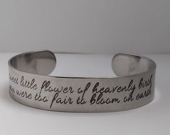 loss of child keepsake: copper handmade engraved cuff bracelet, stillborn, baby loss