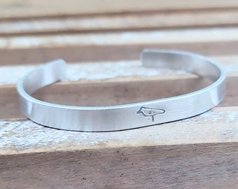 handmade cardinal cuff bracelet: memorial jewelry, personalized message engraved on inside