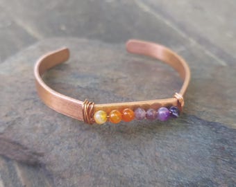 copper + stone cuffs