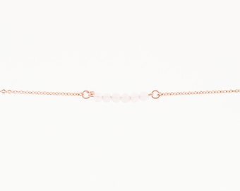 Stainless Steel Rose Quartz Minimalist Bracelet: Gemstone Necklace. Choker. Anklet. Handmade Jewelry