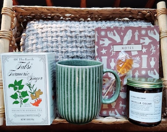 Cottagecore Care Package: Blanket, Candle, Mug & Journal Gift Set