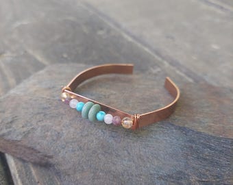 Copper MENOPAUSE Support Bracelet: Jade. Turquoise. Rose Quartz. Healing Crystals.