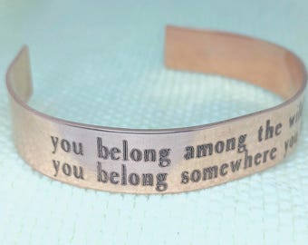 copper wildflower cuff bracelet: you belong among the wildflower's jewelry, handmade personalized gift