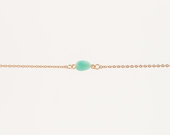 Stainless Steel Amazonite Minimalist Bracelet: Gemstone Necklace. Choker. Anklet. Handmade Jewelry