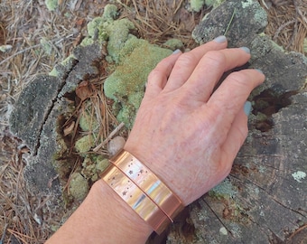 hand stamped copper Scorpio birthday celestial cuff bracelet: handmade zodiac star constellation jewelry
