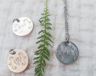 gag gift for wife: dainty, sterling silver, fuck this shit necklace