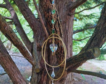suncatcher birthday gift for her: memorial dreamcatcher windchime with crystals, home decor