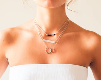 Minimalist Lapis Lazuli Stainless Steel Necklace: Gemstone Choker, Handmade Anklet, Dainty Bracelet, Wisdom Stone