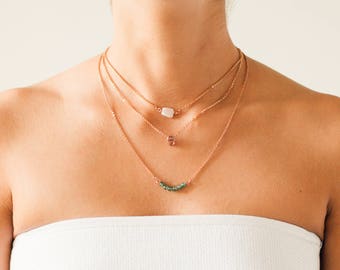 Minimalist Rose Quartz Stainless Steel Necklace: Gemstone Choker, Handmade Anklet, Dainty Bracelet, Love Stone