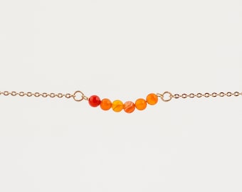 Stainless Steel Minimalist Carnelian Gemstone Choker: Bracelet, Necklace or Anklet Handmade Jewelry
