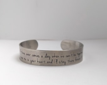 if there ever comes a day handmade grieving bracelet: quote from Winnie the Pooh, memorial keepsake