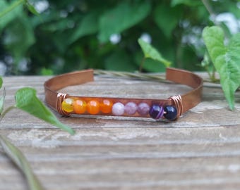 Copper TRAUMA + Grief Bracelet: Carnelian. Lepidolite. Amethyst. Healing Crystals.