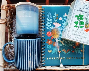 Self-Care Gift Box: Blanket, Candle, Mug & Journal