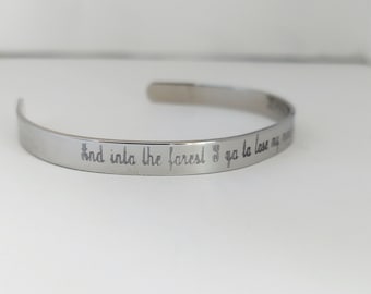 into the forest copper nature lover engraved bracelet: handmade personalized quote Jewelry