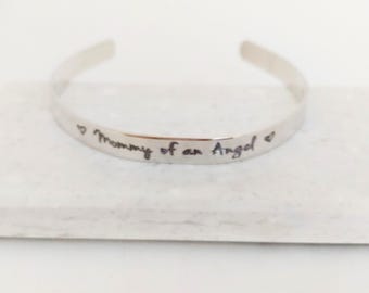 mommy of an angel handmade miscarriage keepsake bracelet: personalized sympathy jewelry, memorial gift