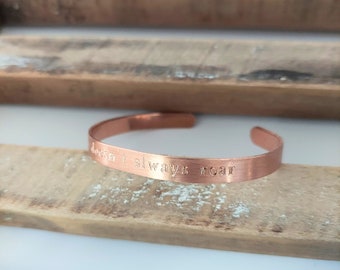 courage doesn't always roar copper affirmation cuff bracelet: handmade personalized jewelry