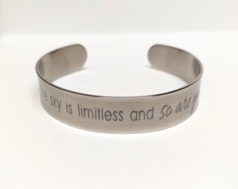 the sky is limitless copper cuff bracelet: graduation gift for her, sister, best friend