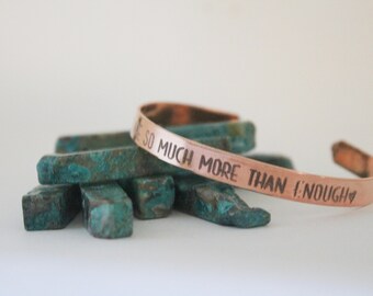 Engraved Copper Cuff Bracelet: 'You Are Enough' Message