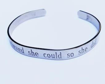 she believed she could engraved copper cuff bracelet: personalized handmade graduation gift for her