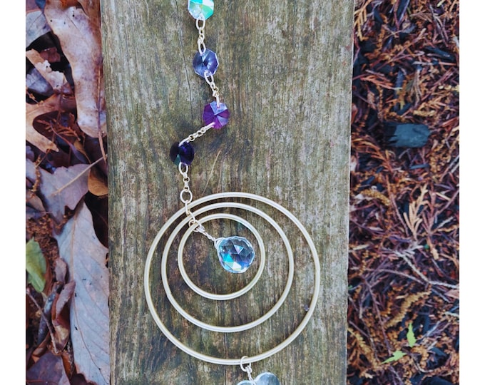 Featured listing image: suncatcher for window. dreamcatcher. crystals. windchime. prism. infinity. memorial gift. home decor. chakra. boho. natural stones. outdoor.