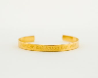 love her but leave her wild engraved copper cuff bracelet: handmade personalized gift for her