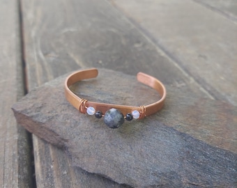 copper + stone cuffs