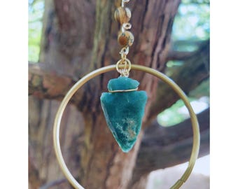 Moss Agate & Jasper Suncatcher: Feng Shui Window Prism