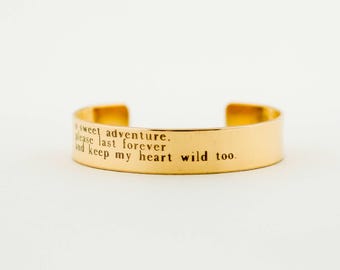 o sweet adventure copper cuff bracelet: handmade personalized quote jewelry, birthday gift for her