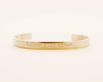 follow your arrow engraved copper cuff bracelet: gift for sister, mom or friend, birthday, self-care, mental health