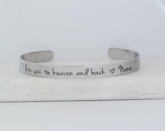 heaven and back handmade copper cuff bracelet: personalized memorial gift